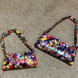 Unique candy wrapper woven purses - colorful & fun